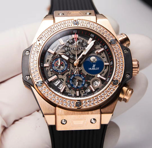 HBT Rosegold - Hollow 904L Steel - Black Rubber - Quartz - 42mm