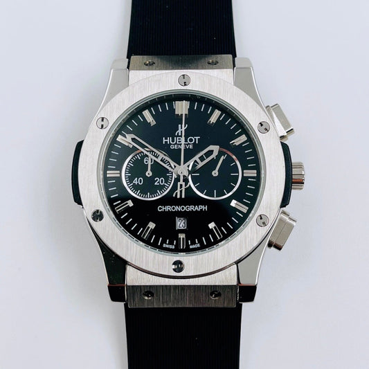 HBT Chronograph -Black - White 904L Steel - Black Rubber - Quartz - 41mm