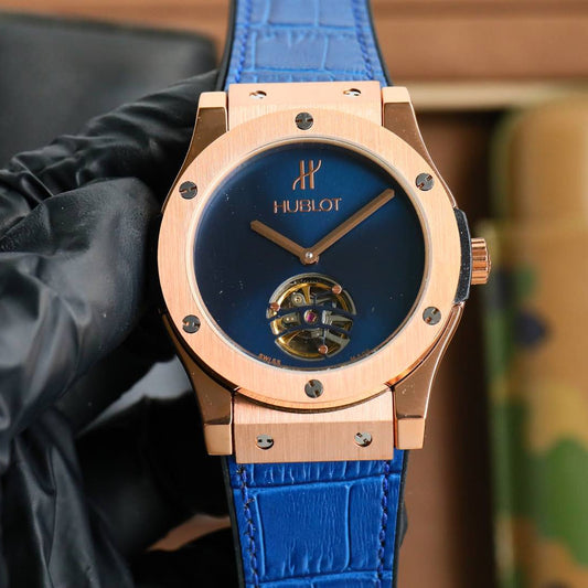 HBT Blue Rosegold - Blue Leather - Automatic - 45mm