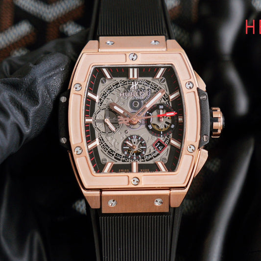 HBT Chronograph - Rosegold - Black Rubber- Automatic - 42*52mm