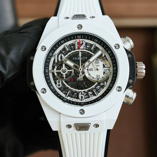 HBT Chronograph -White Carbon Fiber - White Rubber - Quartz - 45mm